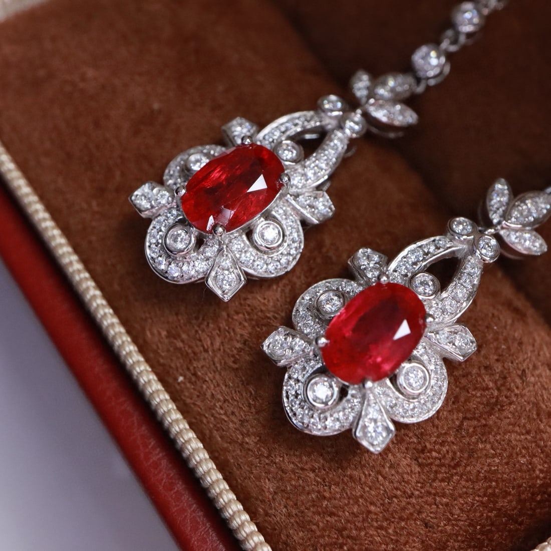 14k Gold 2.88 Ctw Natural Ruby & Diamond Earrings - 7