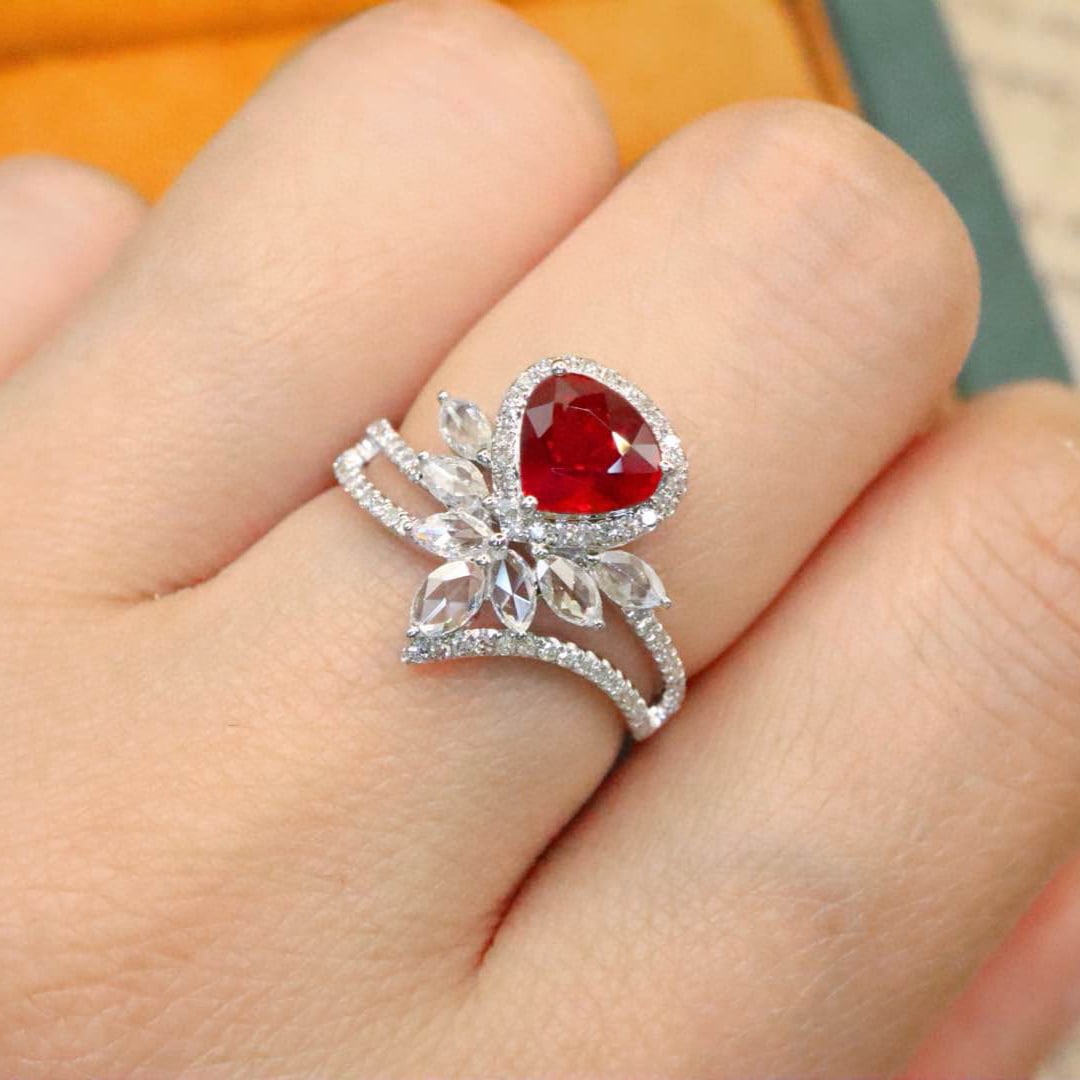 14k Gold 1.48 Ctw Natural Ruby & Diamond Ring - 5