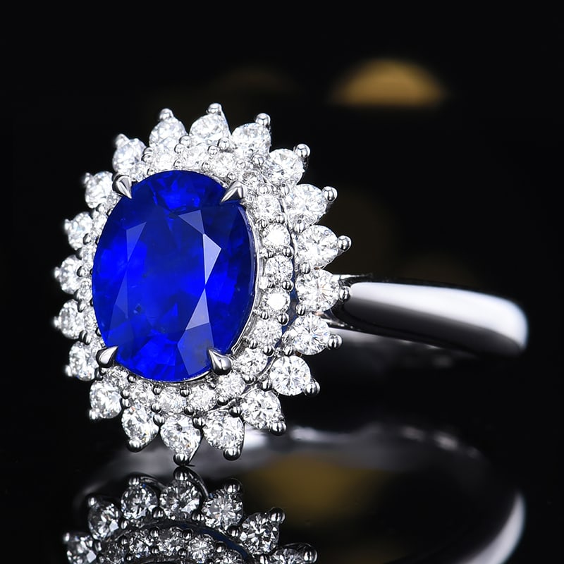 14k Gold 3.05 Ctw Natural Sapphire & Diamond Ring - 4