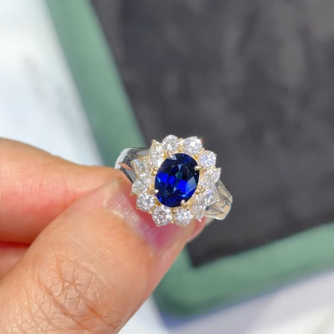 14k Gold 2.85 Ctw Natural Sapphire & Diamond Ring - 3