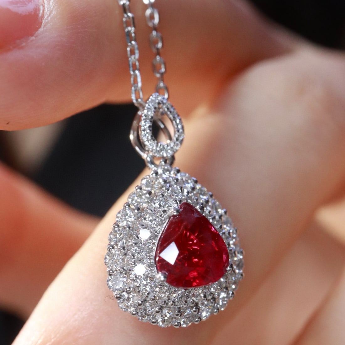 14k Gold 1.77 Ctw Natural Ruby & Diamond Pendant( Without Chain ) - 2