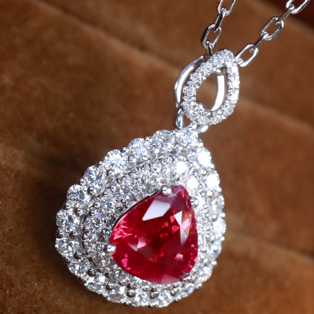 14k Gold 1.77 Ctw Natural Ruby & Diamond Pendant( Without Chain ) - 3