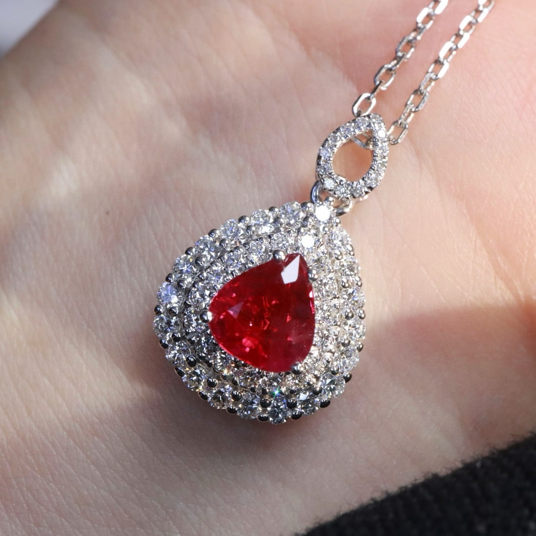 14k Gold 1.77 Ctw Natural Ruby & Diamond Pendant( Without Chain ) - 4