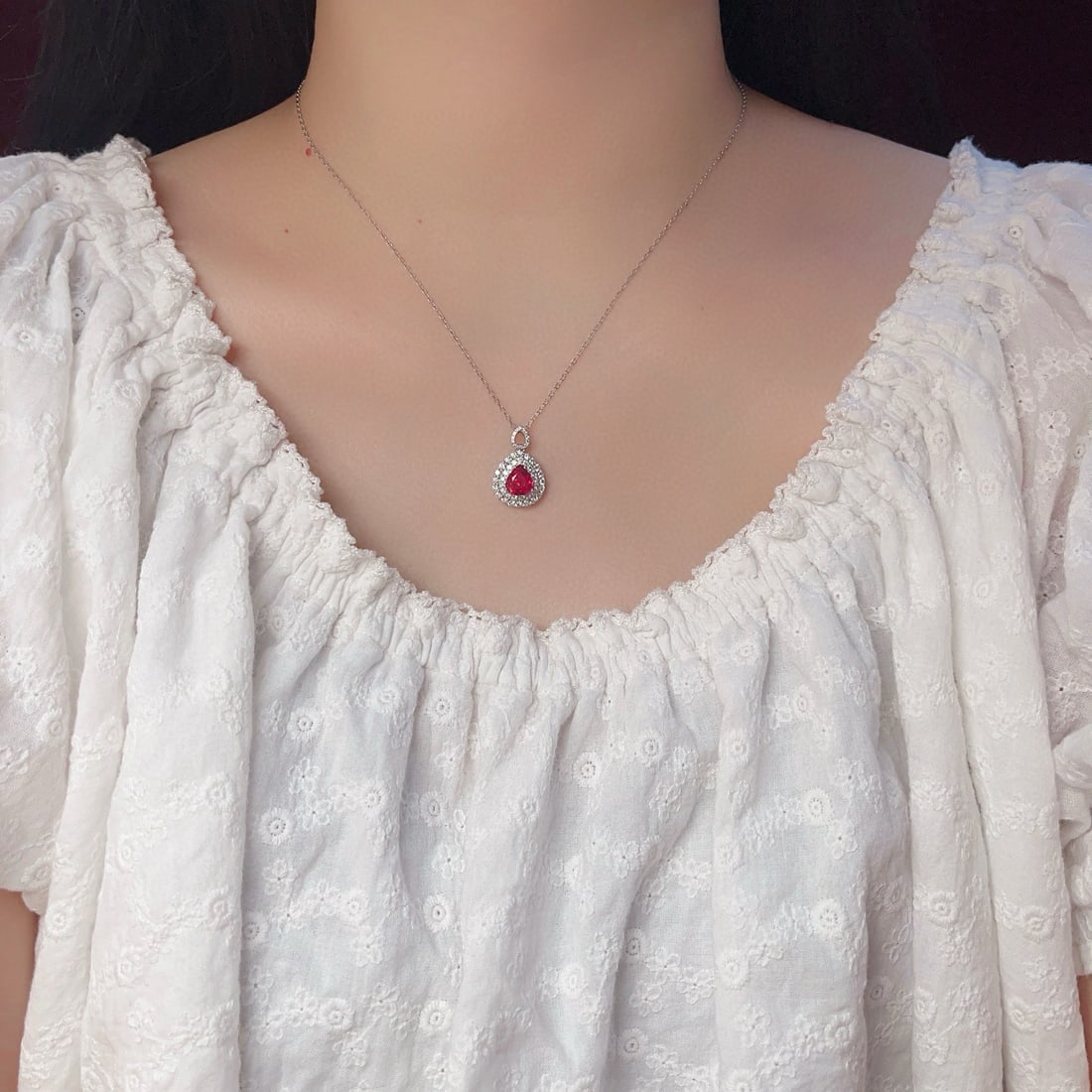 14k Gold 1.77 Ctw Natural Ruby & Diamond Pendant( Without Chain ) - 5
