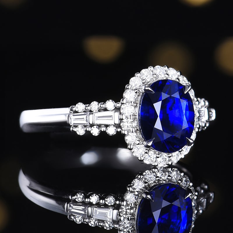 14k Gold 2.06 Ctw Natural Sapphire & Diamond Ring - 3