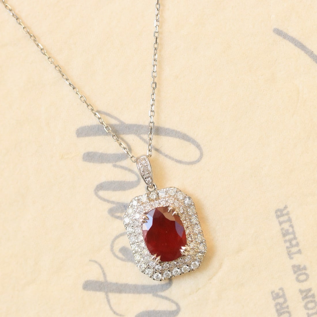 14k Gold 1.97 Ct Natural Ruby & Diamond Pendant( Without Chain ) - 4
