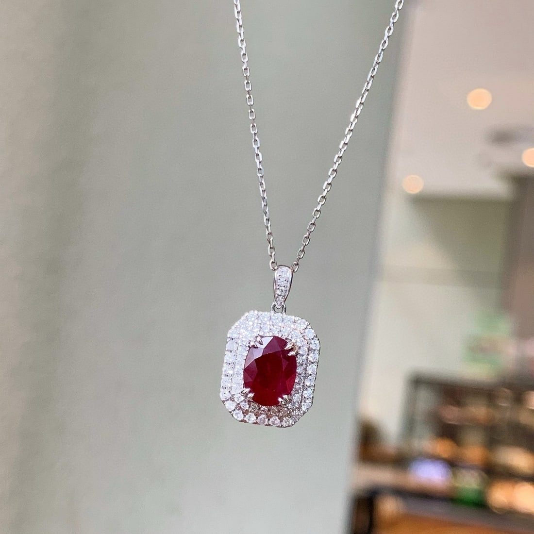 14k Gold 1.97 Ct Natural Ruby & Diamond Pendant( Without Chain ) - 6