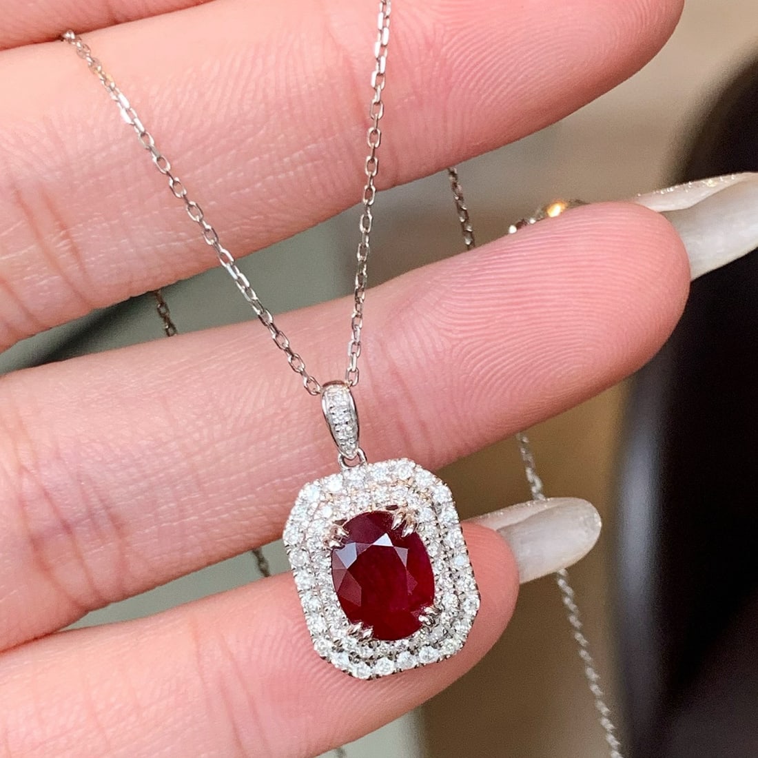 14k Gold 1.97 Ct Natural Ruby & Diamond Pendant( Without Chain ) - 7