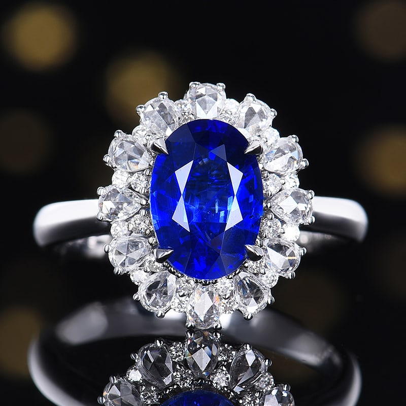 14k Gold 2.63 Ctw Natural Sapphire & Diamond Ring/pendant( Without Chain ): Ref:230984205 // gold content:14k gold // ring size:7. 25us // // main gemstone:sapphire // shape:oval // carat weight:2. 08ct // color:blue // treatment:natural // // adjacent gemstone 2 : diamond //