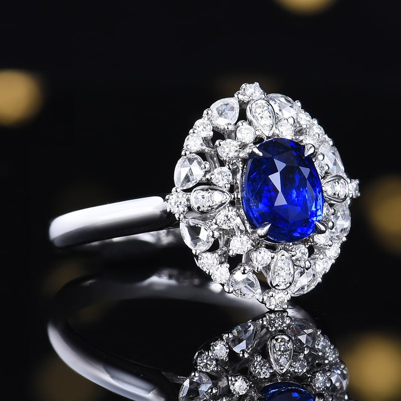 14k Gold 2.14 Ctw Natural Sapphire & Diamond Ring - 4