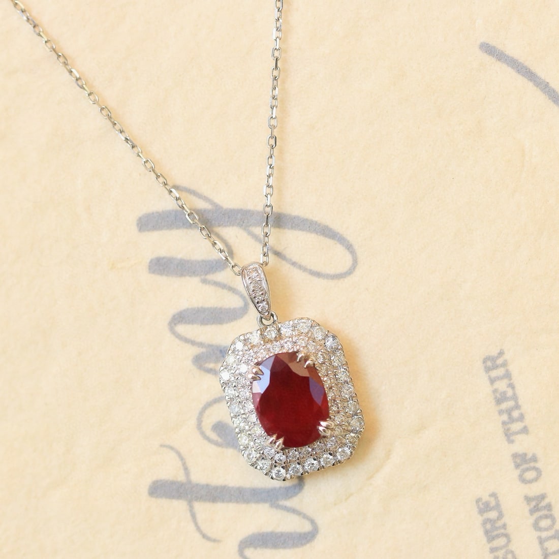 14k Gold 1.96 Ctw Natural Ruby & Diamond Pendant( Without Chain ): Ref:230984211 // gold content:14k gold // main gemstone:ruby // shape:oval // carat weight:1. 60ct // color:pigeonblood red // treatment:natural // // adjacent gemstone 2 : diamond // shape:round // c