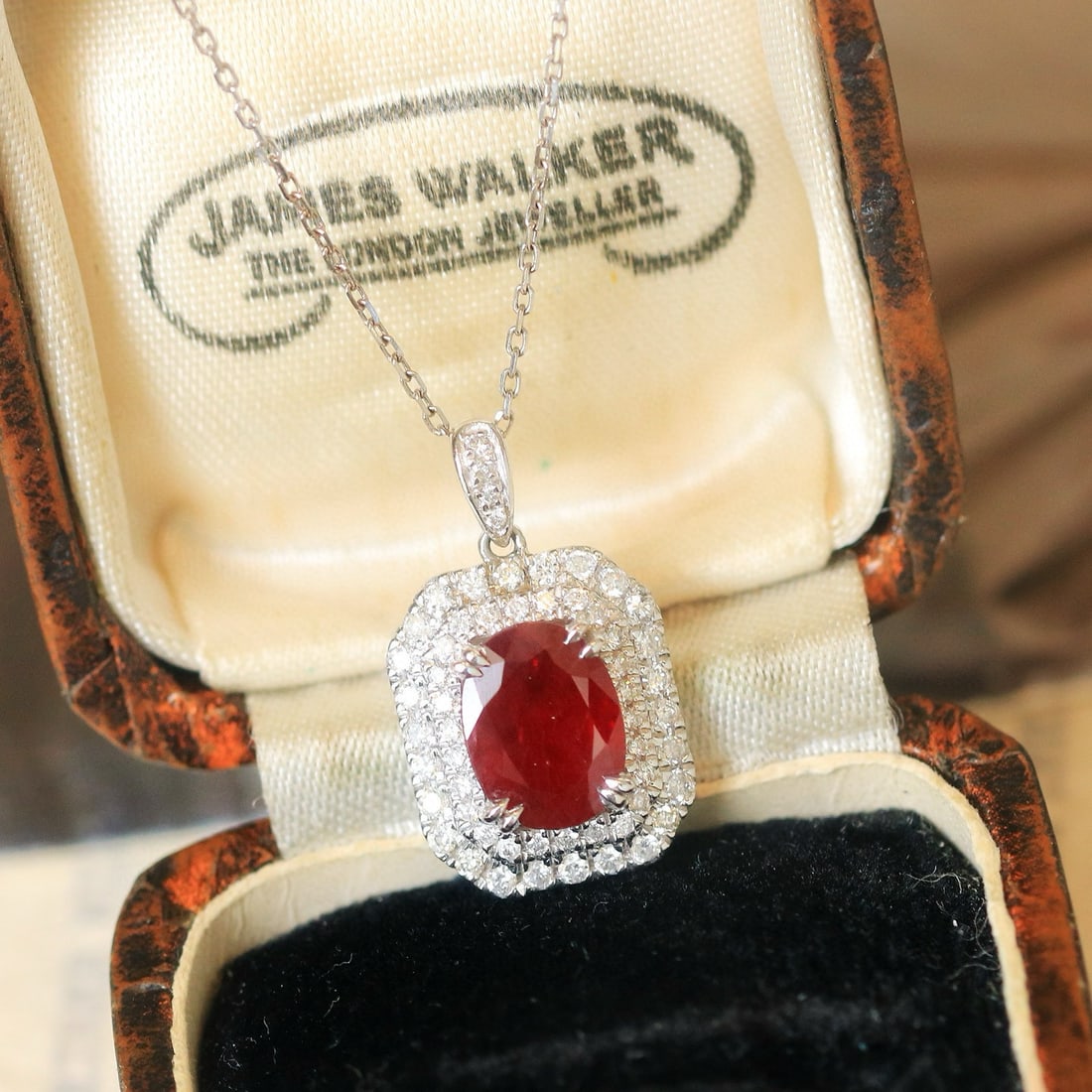 14k Gold 1.96 Ctw Natural Ruby & Diamond Pendant( Without Chain ) - 2