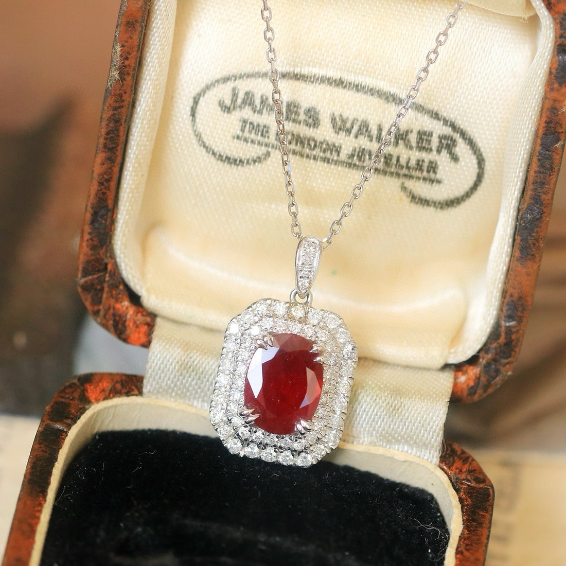 14k Gold 1.96 Ctw Natural Ruby & Diamond Pendant( Without Chain ) - 3