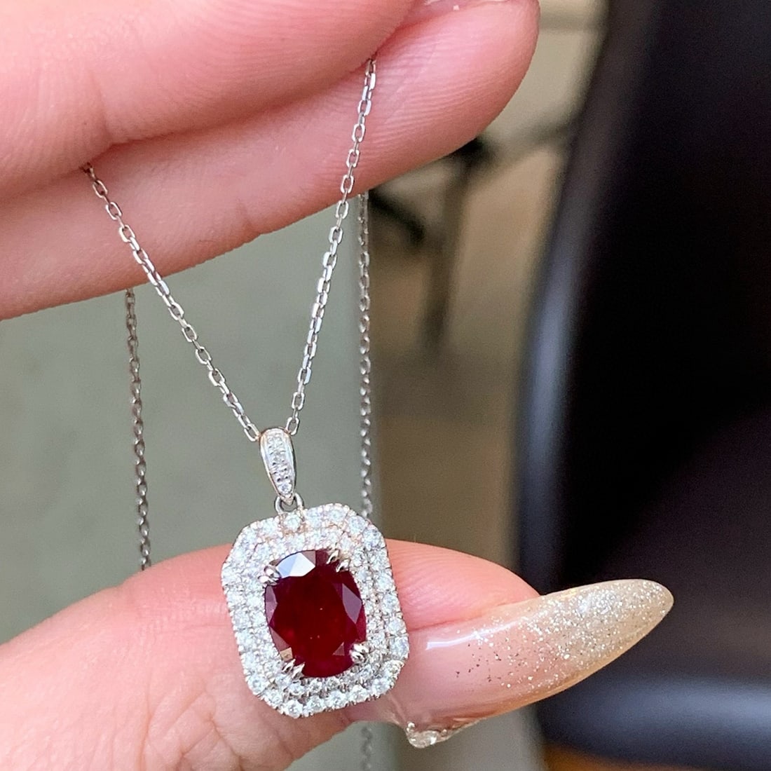 14k Gold 1.96 Ctw Natural Ruby & Diamond Pendant( Without Chain ) - 6