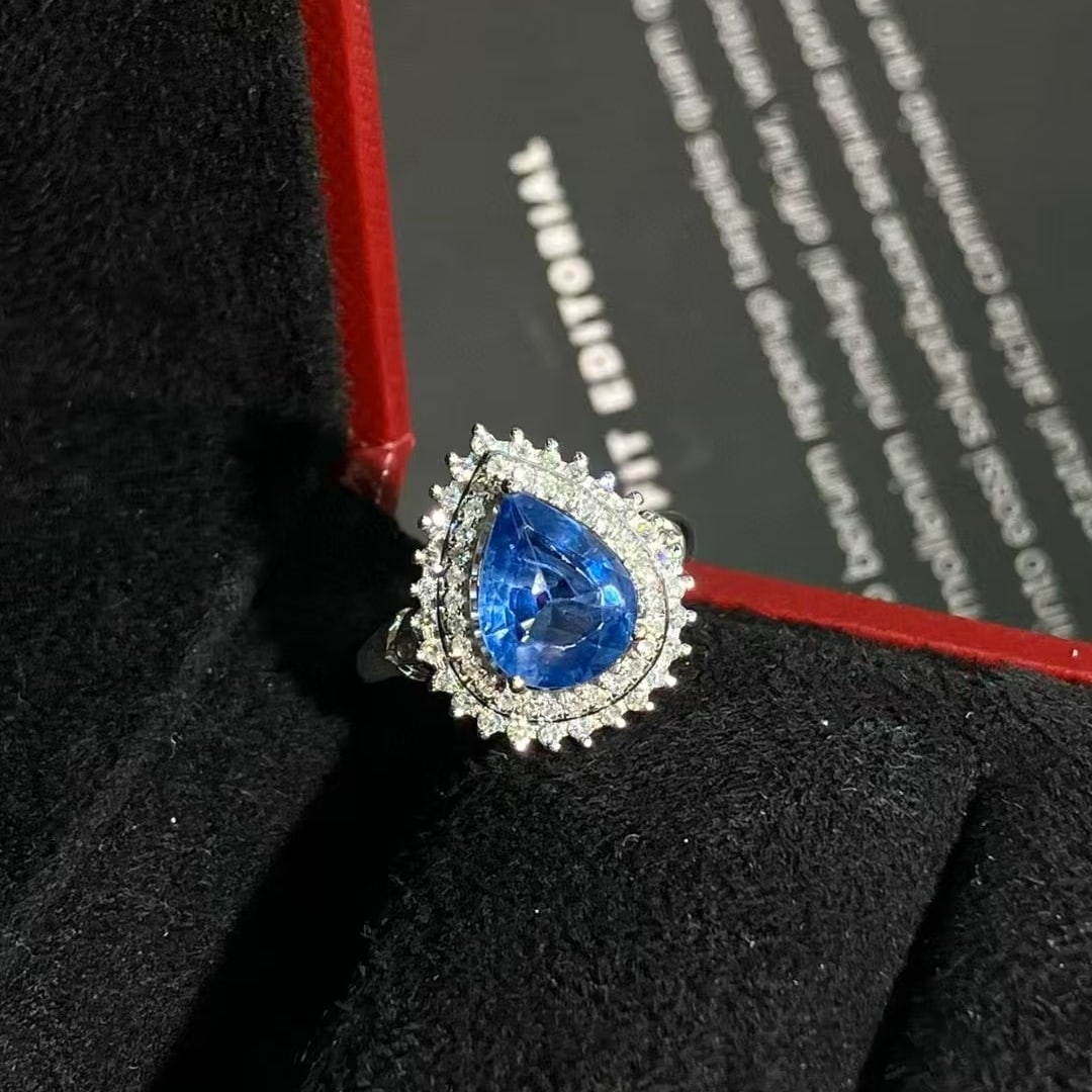 14k Gold 3.0 Ct Natural Sapphire & Diamond Ring - 2