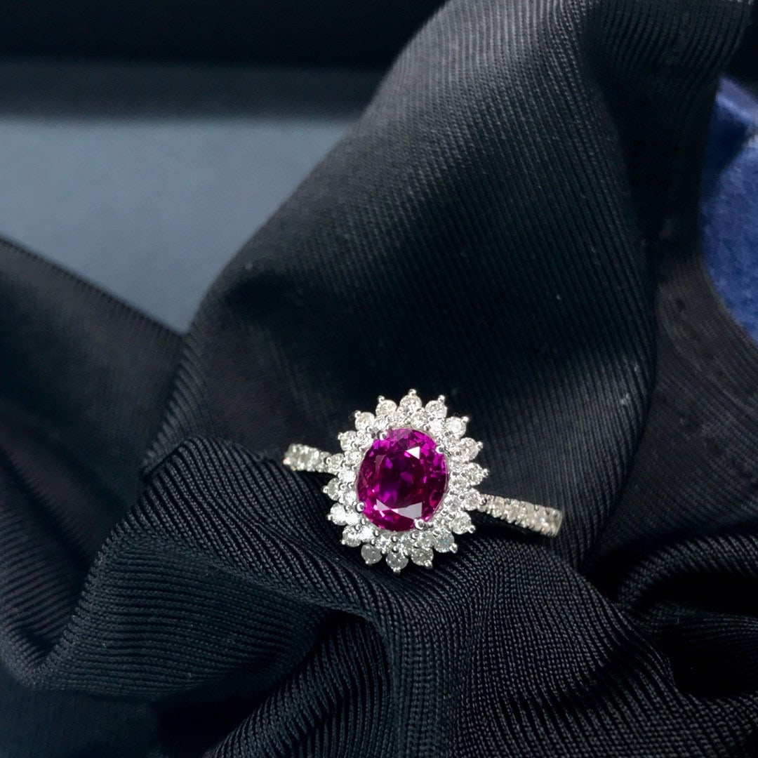 14k Gold 1.69 Ctw Natural Sapphire & Diamond Ring: Ref:230984213 // gold content:14k gold // ring size:7. 25us // // main gemstone:sapphire // shape:oval // carat weight:1. 26ct // color:purple // treatment:natural // // adjacent gemstone 2 : diamond