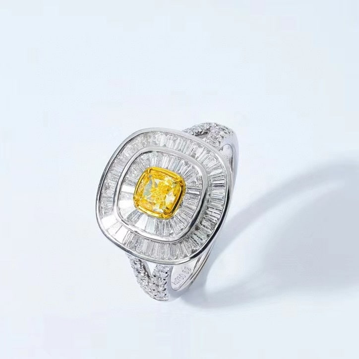 14k Gold 1.28 Ctw Natural Yellow Diamond & Diamond Ring - 2