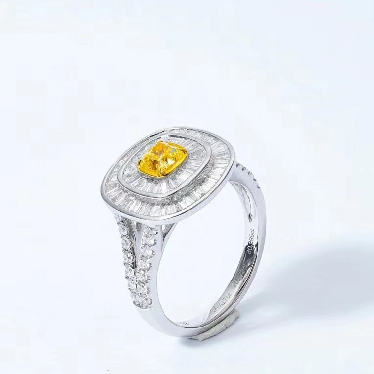 14k Gold 1.28 Ctw Natural Yellow Diamond & Diamond Ring - 3