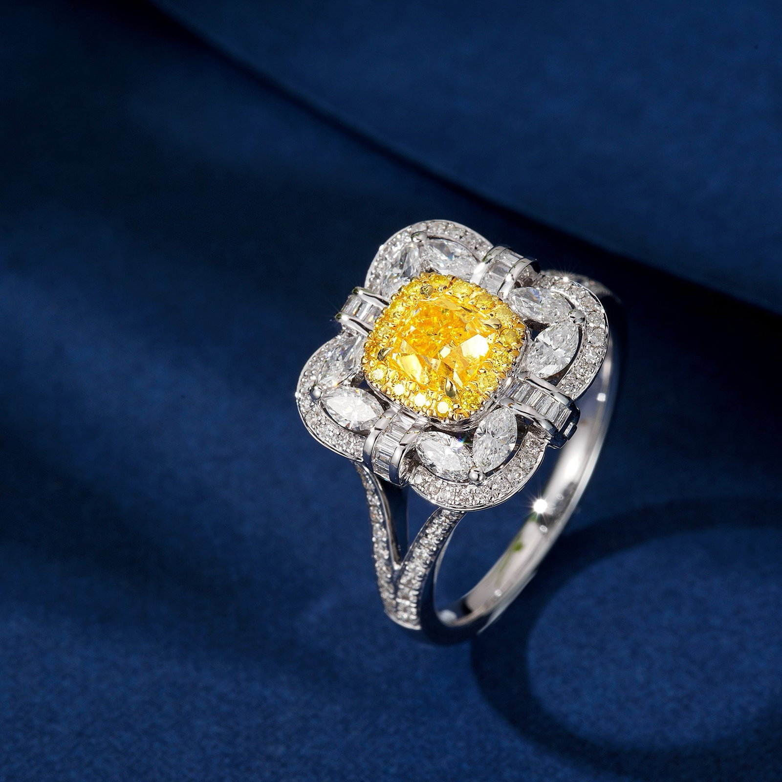14k Gold 1.92 Ctw Natural Yellow Diamond & Diamond Ring/pendant( Without Chain ) - 4