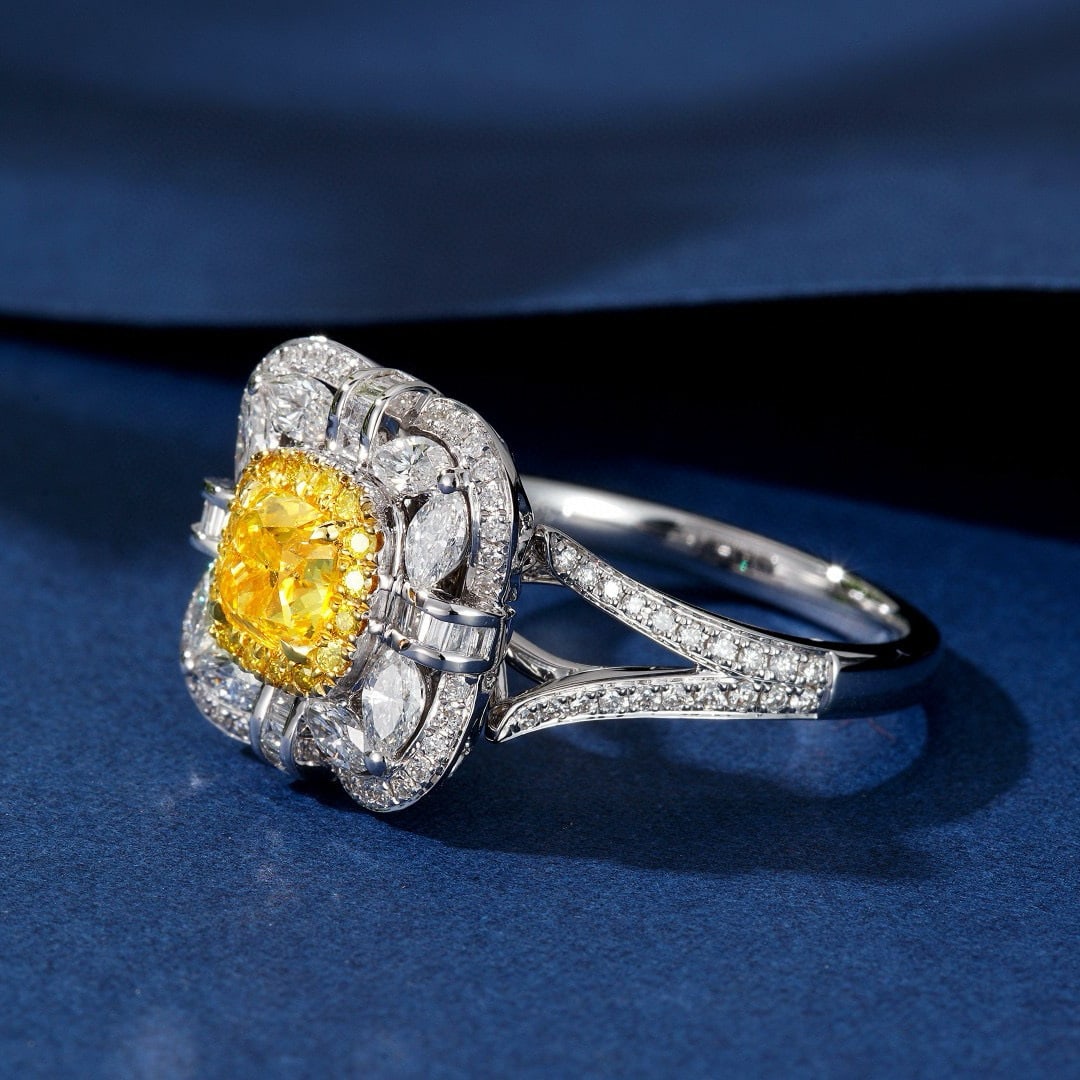 14k Gold 1.92 Ctw Natural Yellow Diamond & Diamond Ring/pendant( Without Chain ) - 5