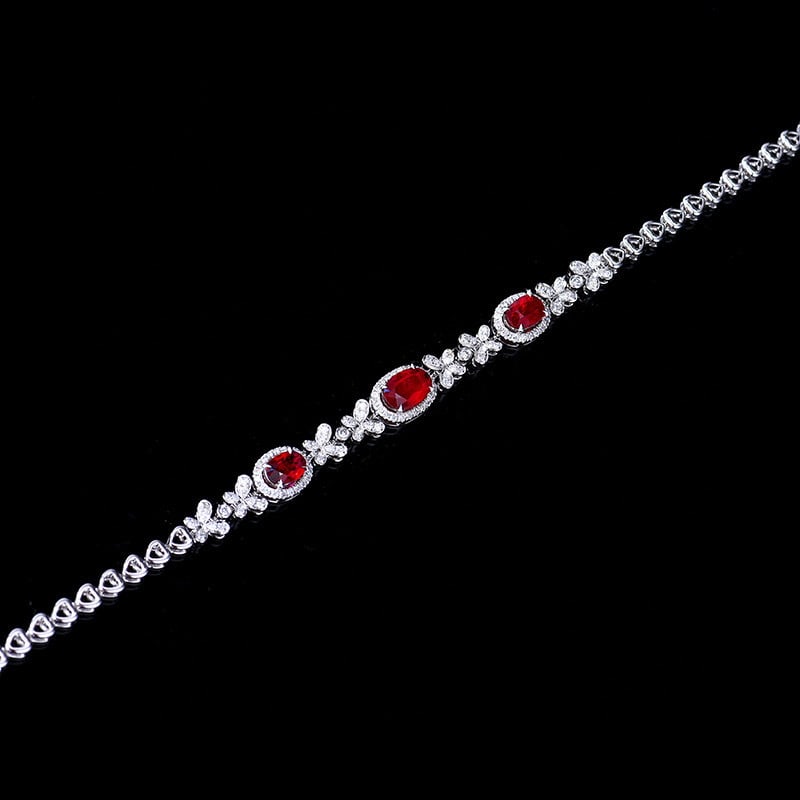 14k Gold 1.76 Ctw Natural Ruby & Diamond Bracelet - 4