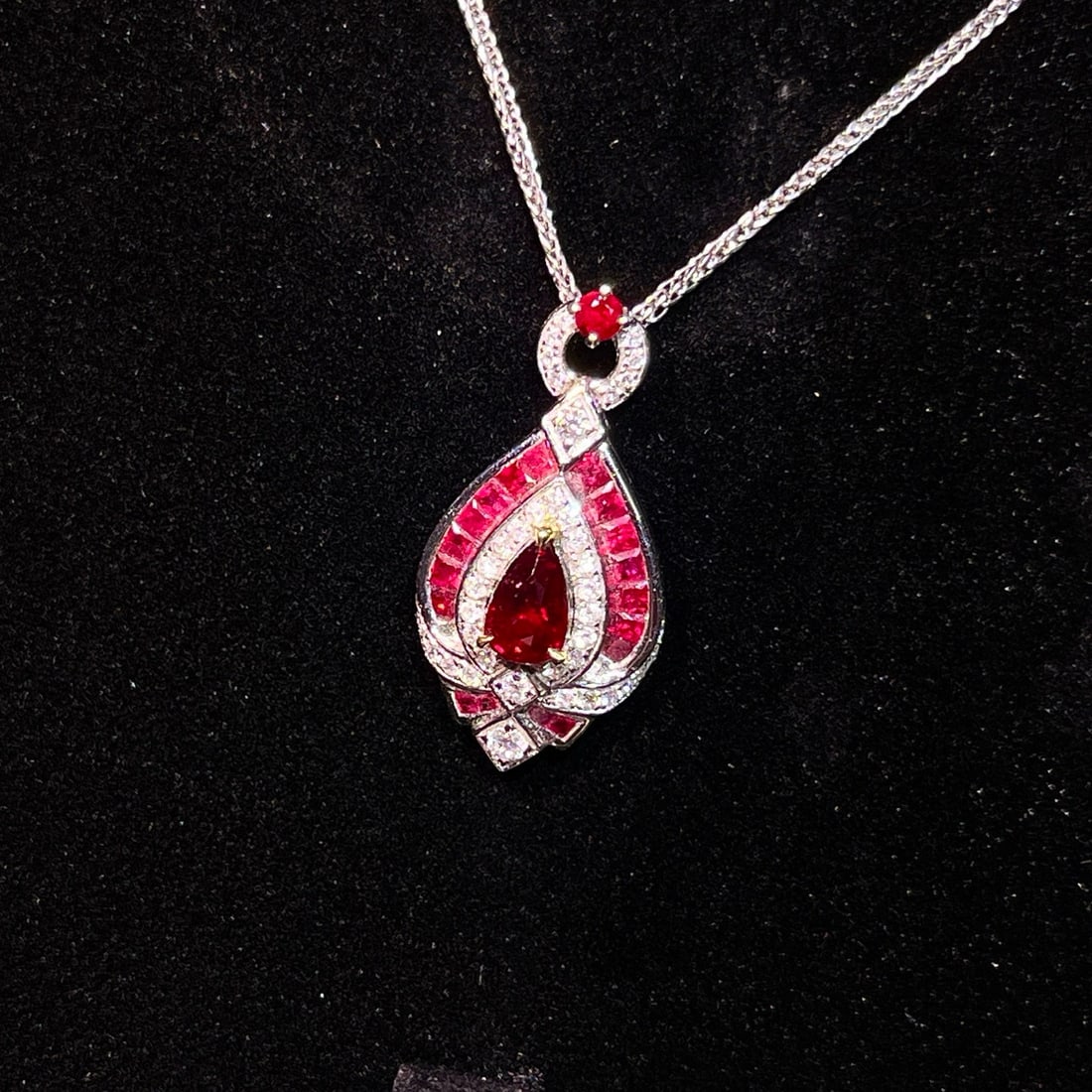 14k Gold 1.34 Ctw Natural Ruby & Diamond Pendant( Without Chain ) - 2