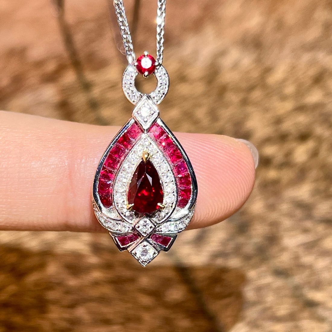 14k Gold 1.34 Ctw Natural Ruby & Diamond Pendant( Without Chain ) - 4