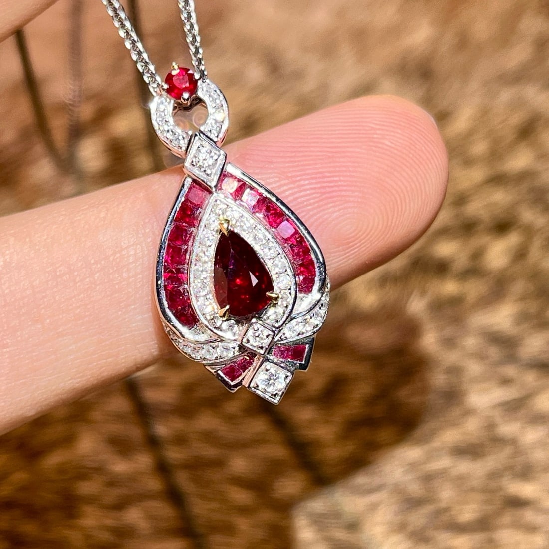 14k Gold 1.34 Ctw Natural Ruby & Diamond Pendant( Without Chain ) - 5