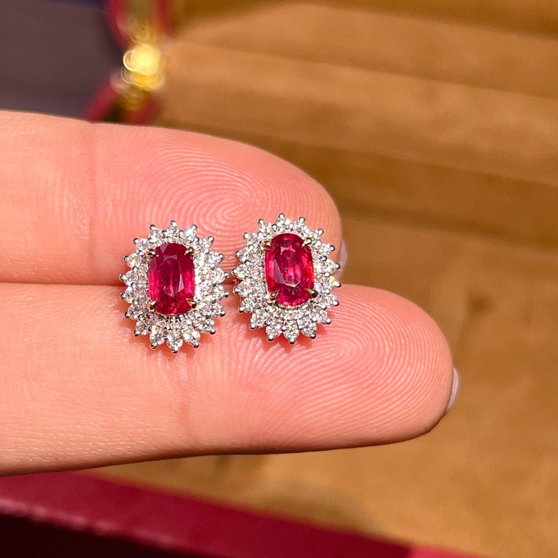 14k Gold 1.57 Ctw Natural Ruby & Diamond Earrings - 3