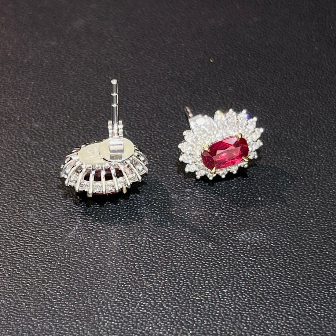 14k Gold 1.57 Ctw Natural Ruby & Diamond Earrings - 5