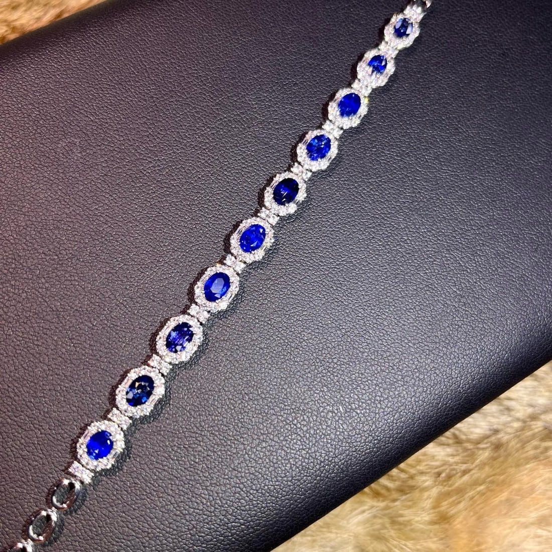 14k Gold 8.05 Ctw Natural Sapphire & Sapphire Bracelet - 2