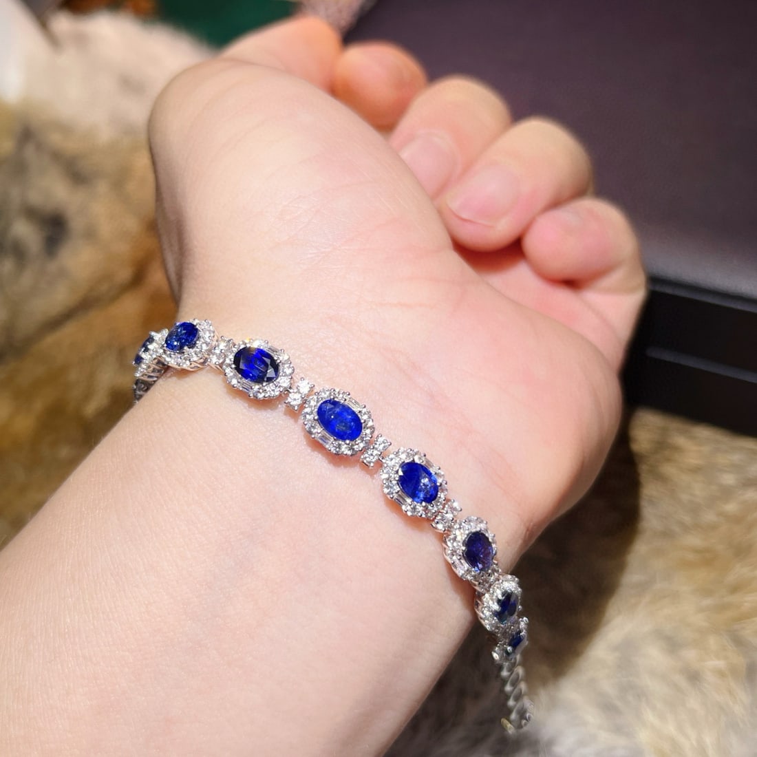 14k Gold 8.05 Ctw Natural Sapphire & Sapphire Bracelet - 6