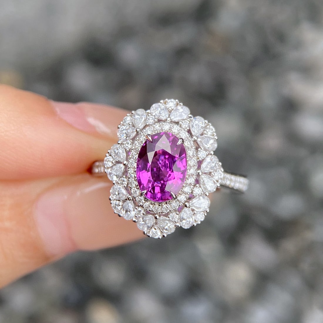 14k Gold 2.36 Ctw Natural Sapphire & Diamond Ring/pendant( Without Chain ): Ref:230984250 // gold content:14k gold // ring size:7. 25us // // main gemstone:sapphire // shape:oval // carat weight:1. 55ct // color:purple // treatment:natural // // adjacent gemstone 2 : diamond 
