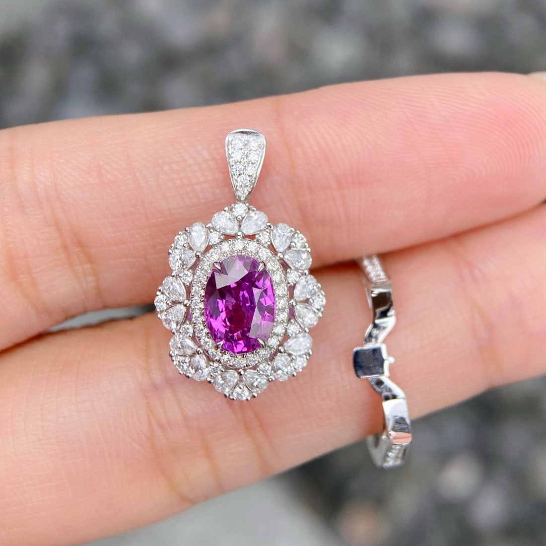 14k Gold 2.36 Ctw Natural Sapphire & Diamond Ring/pendant( Without Chain ) - 3