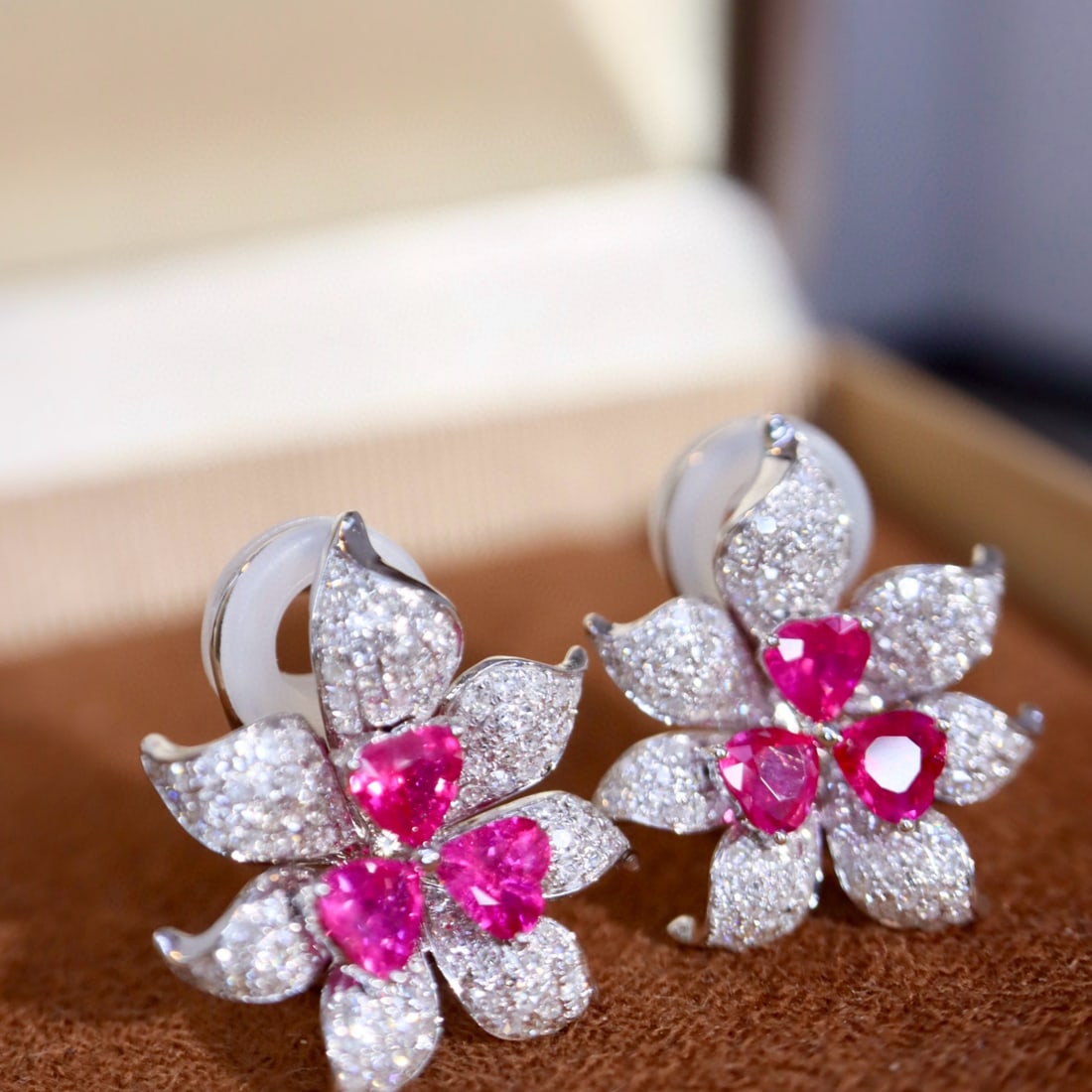 14k Gold 2.54 Ctw Natural Ruby & Diamond Earrings - 2