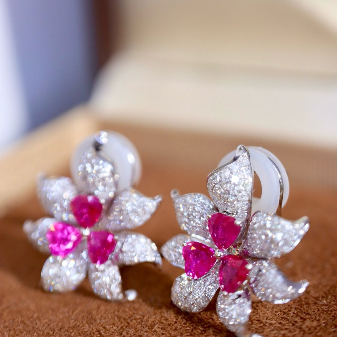 14k Gold 2.54 Ctw Natural Ruby & Diamond Earrings - 3