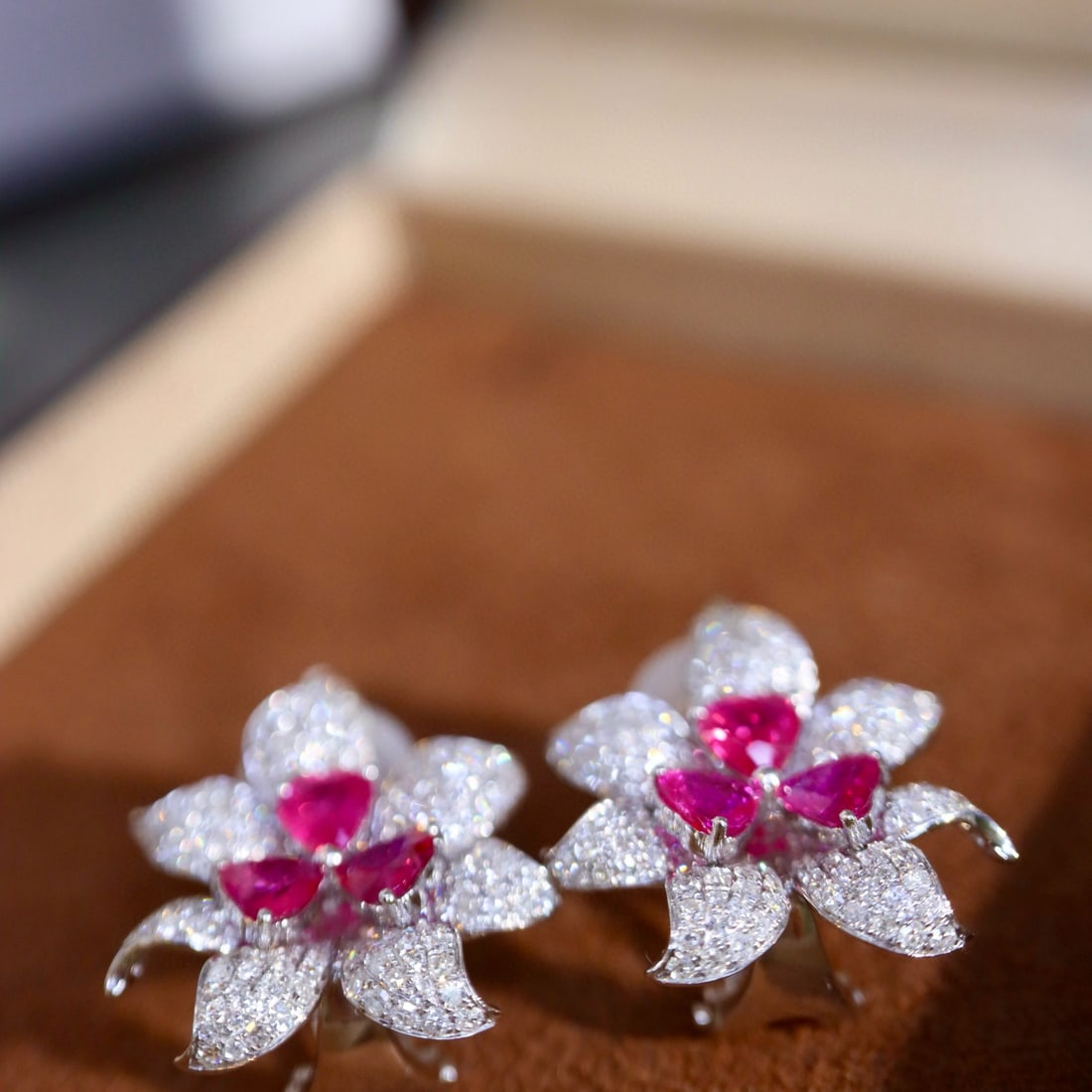 14k Gold 2.54 Ctw Natural Ruby & Diamond Earrings - 4