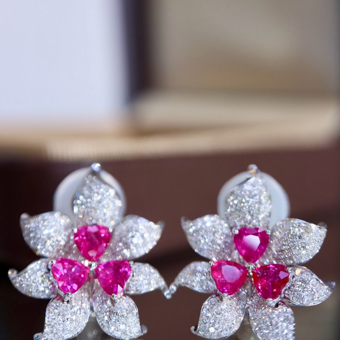 14k Gold 2.54 Ctw Natural Ruby & Diamond Earrings - 7