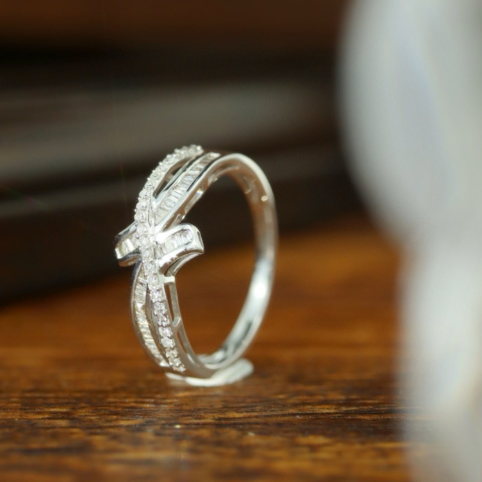 14k Gold 0.40 Ct Natural H Diamond Ring - 4