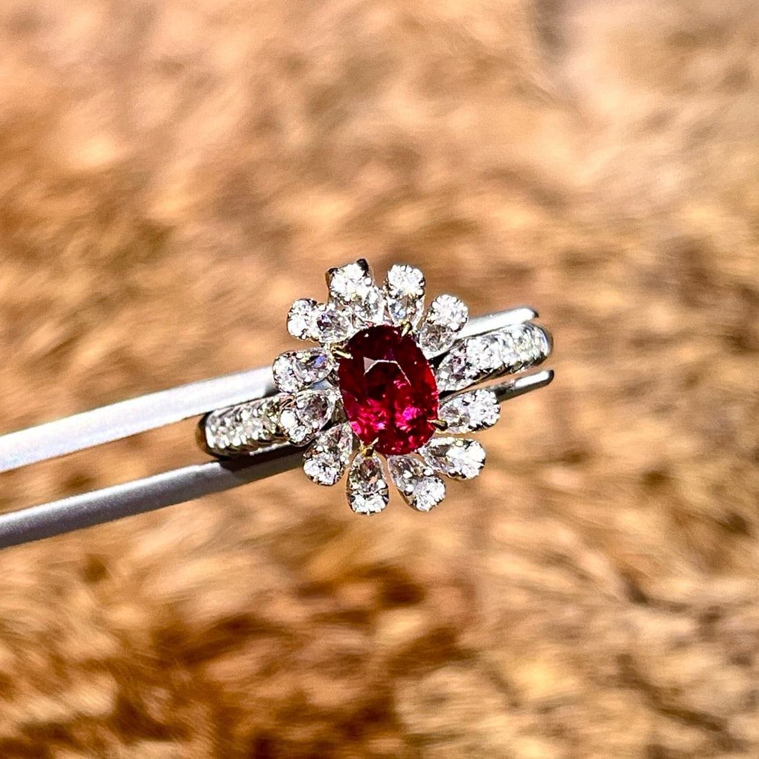 14k Gold 1.52 Ctw Natural Ruby & Diamond Ring/pendant( Without Chain ): Ref:230984269 // gold content:14k gold // ring size:7. 25us // // main gemstone:ruby // shape:oval // carat weight:1. 04ct // color:pigeonblood red // treatment:natural // // adjacent gemstone 2 :