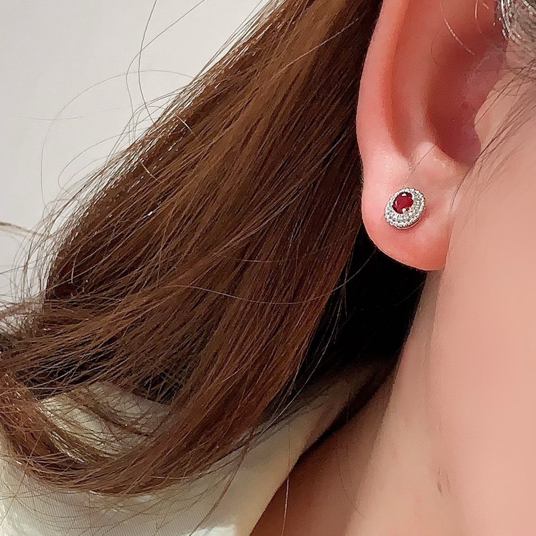 14k Gold 0.6 Ctw Natural Ruby & Diamond Earrings - 5