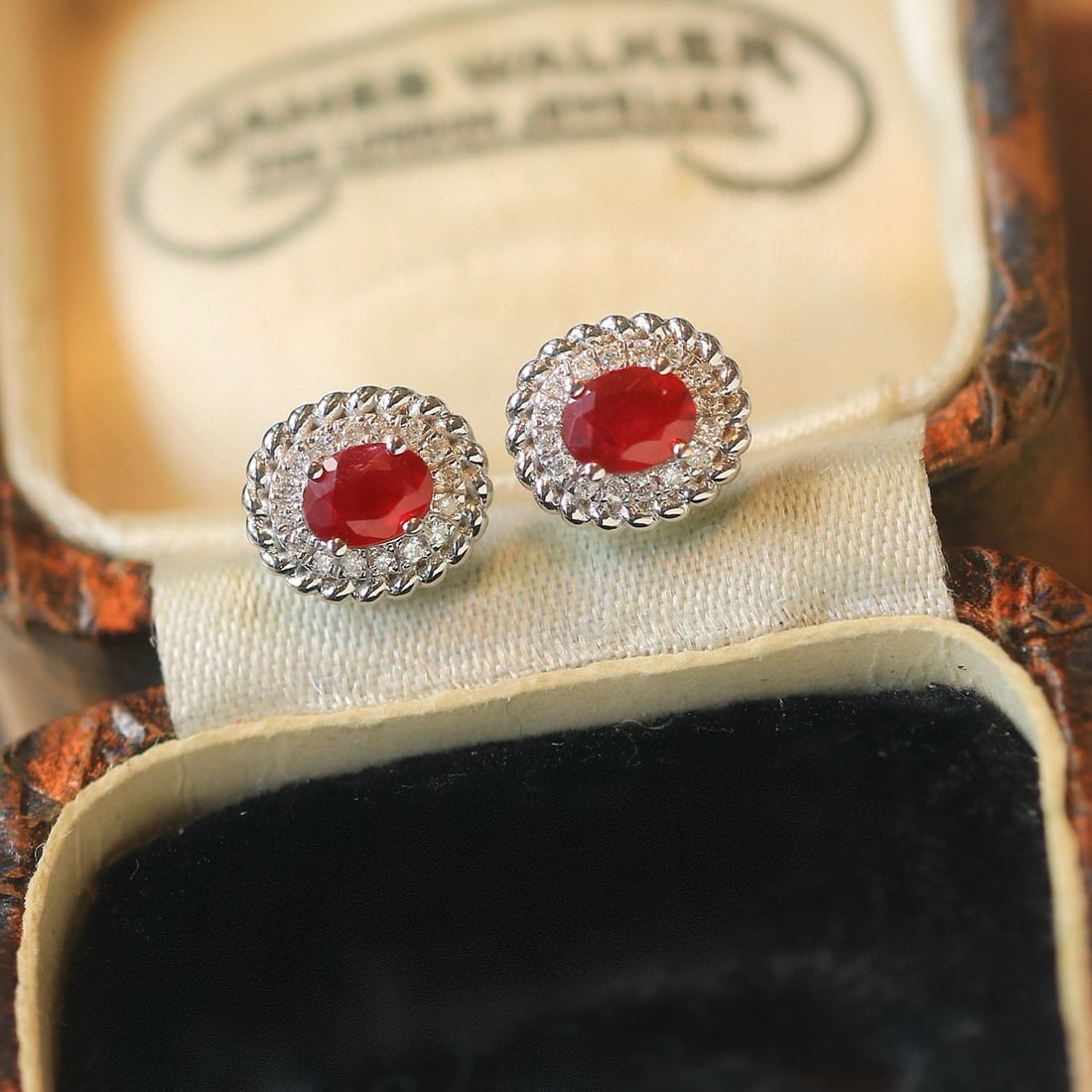 14k Gold 0.6 Ctw Natural Ruby & Diamond Earrings - 6