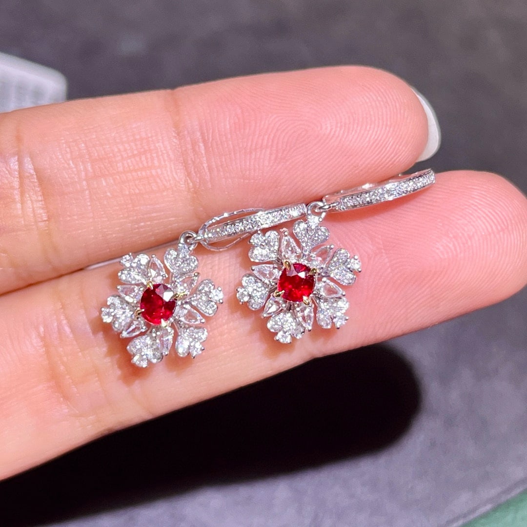 14k Gold 1.60 Ct Natural Ruby & Diamond & Sapphire Jewelry Set - 4