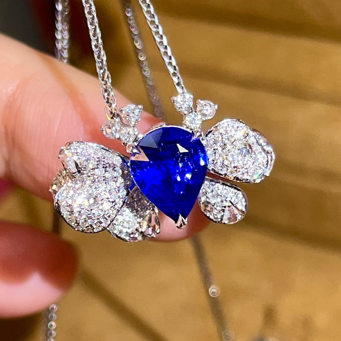 14k Gold 2.59 Ctw Natural Sapphire & Diamond Ring/pendant( Without Chain ) - 2