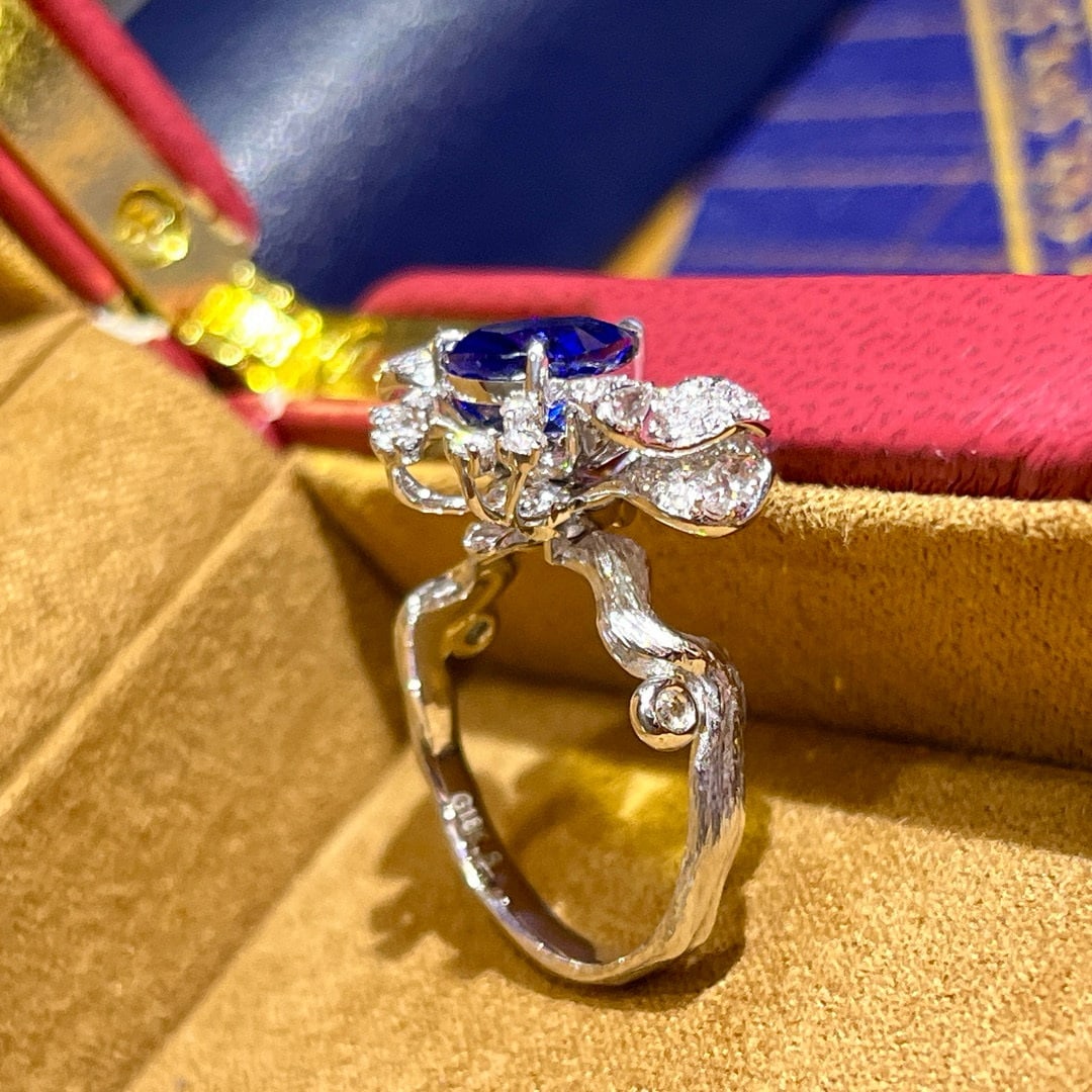 14k Gold 2.59 Ctw Natural Sapphire & Diamond Ring/pendant( Without Chain ) - 5