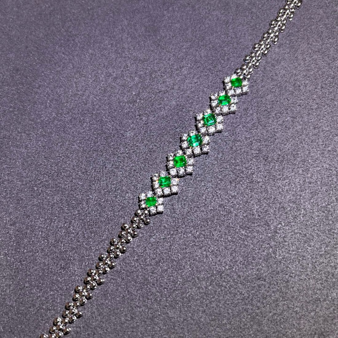 14k Gold 3.55 Ctw Vivid Green Natural Emerald & Sapphire Bracelet - 3