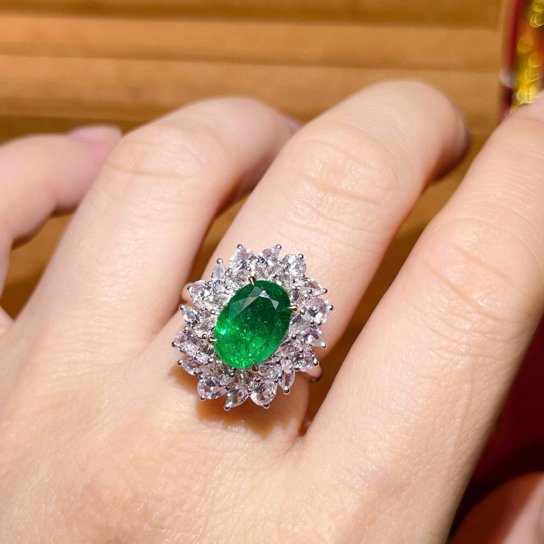 14k Gold 2.42 Ctw Vivid Green Natural Emerald & Diamond Ring/pendant( Without Chain ) - 5