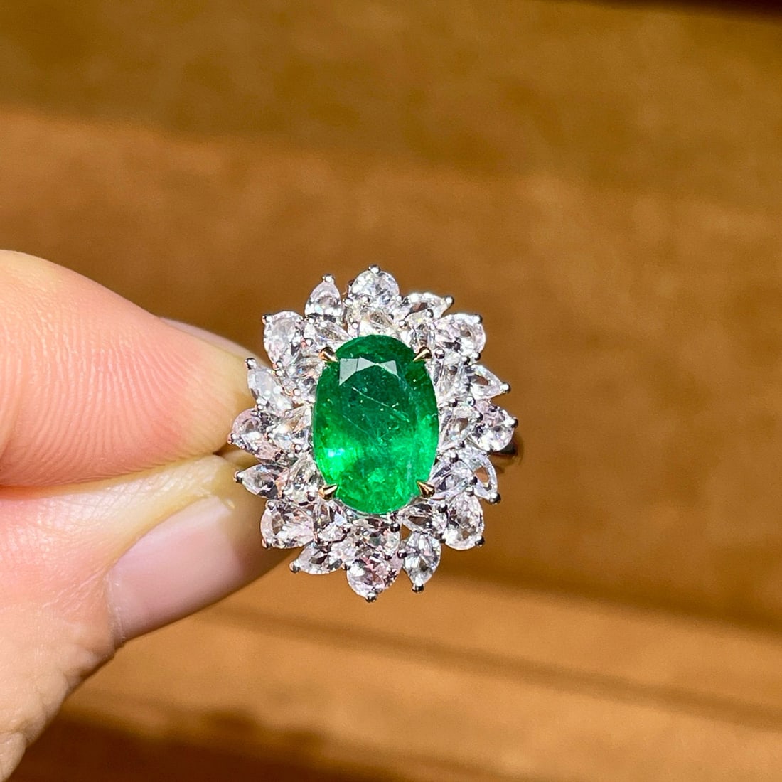 14k Gold 2.42 Ctw Vivid Green Natural Emerald & Diamond Ring/pendant( Without Chain ) - 6
