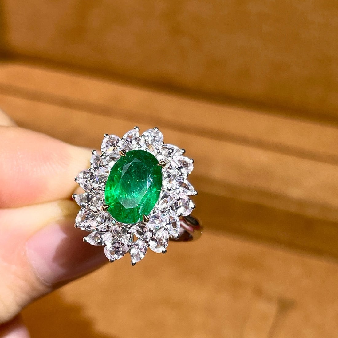 14k Gold 2.42 Ctw Vivid Green Natural Emerald & Diamond Ring/pendant( Without Chain ) - 7