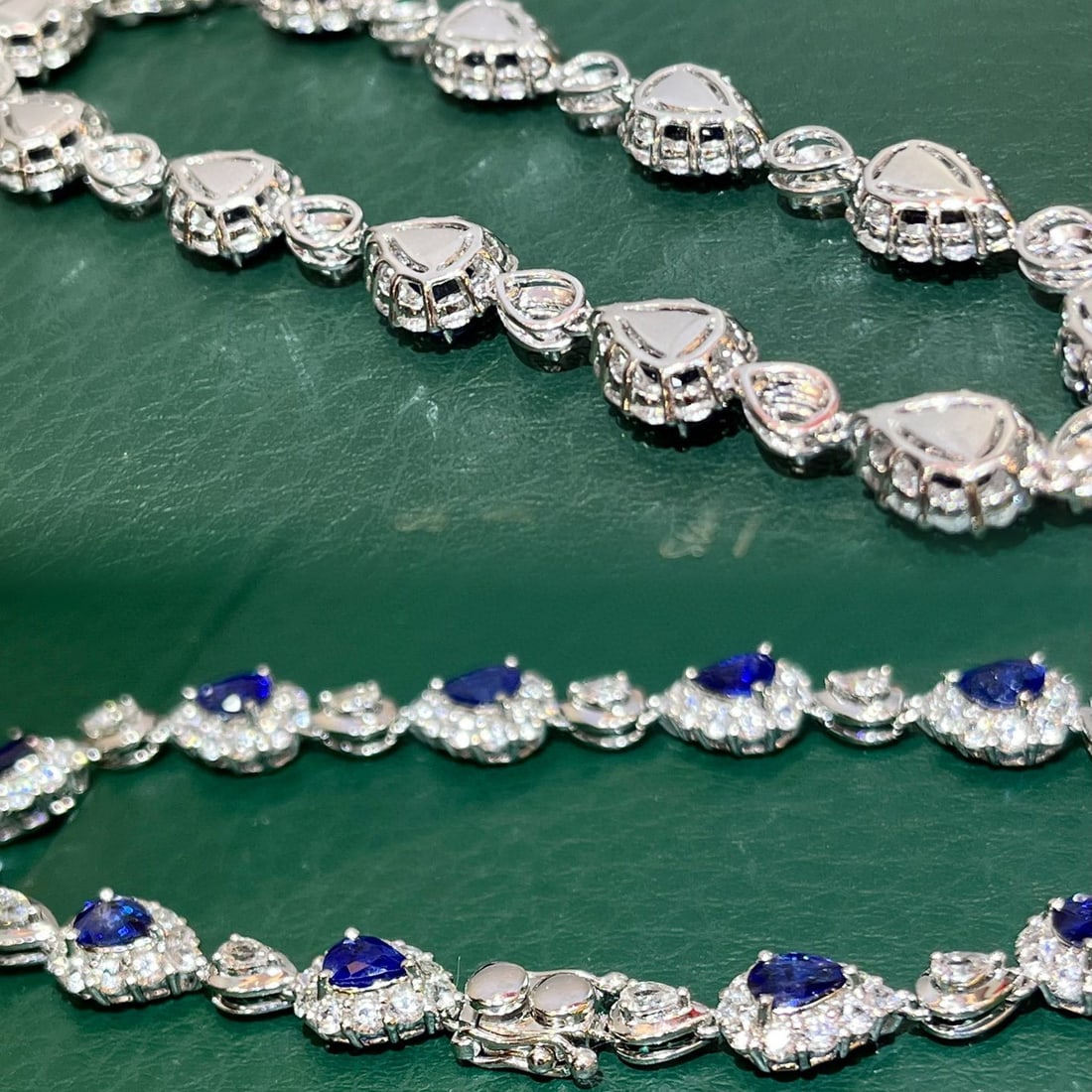 14k Gold 8.41 Ctw Vivid Blue Natural Sapphire & Sapphire Bracelet - 4
